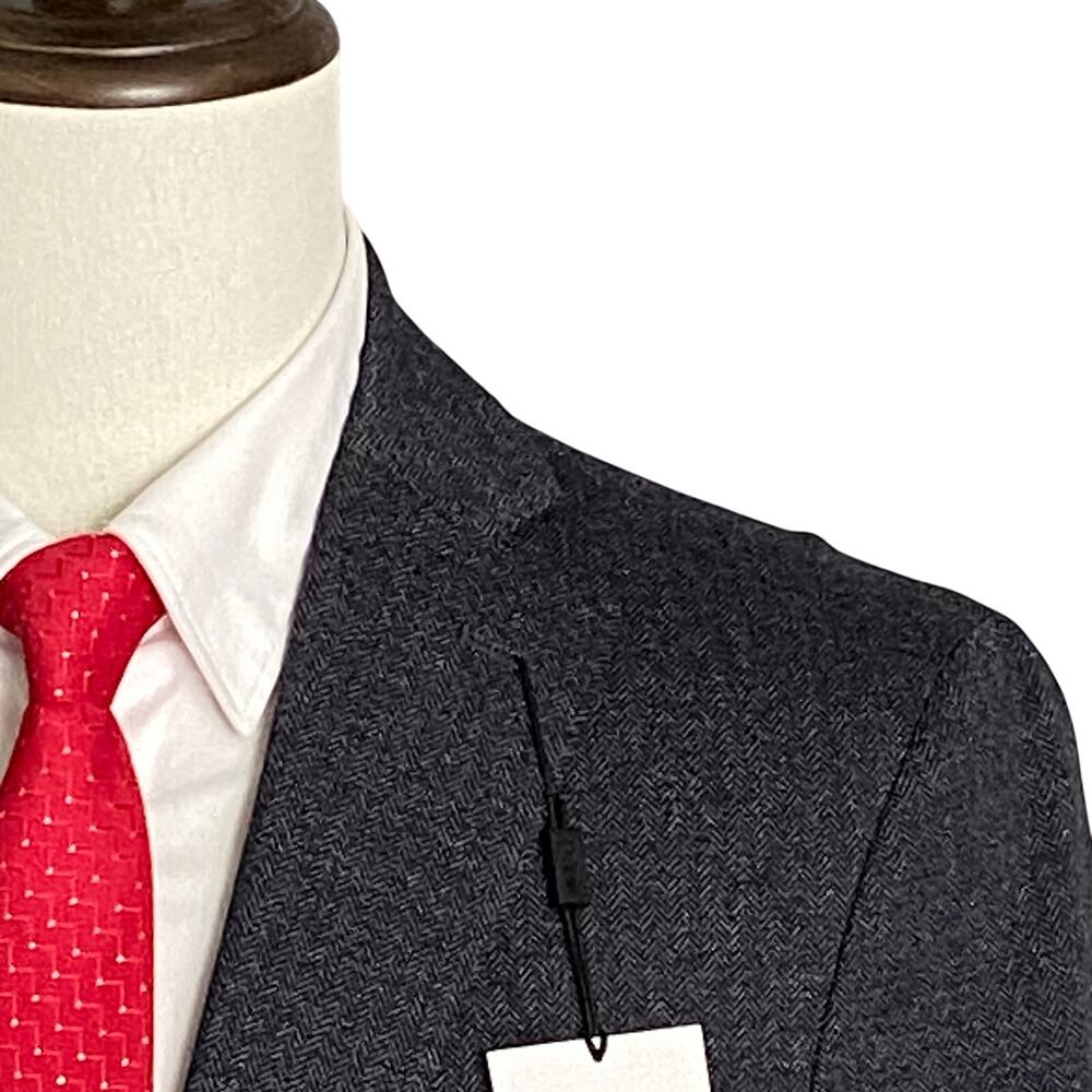 Bar III Sport Coat Men's 40 Short Slim Fit Stretch Dark Blue Herringbone NEW - Picture 5 of 12